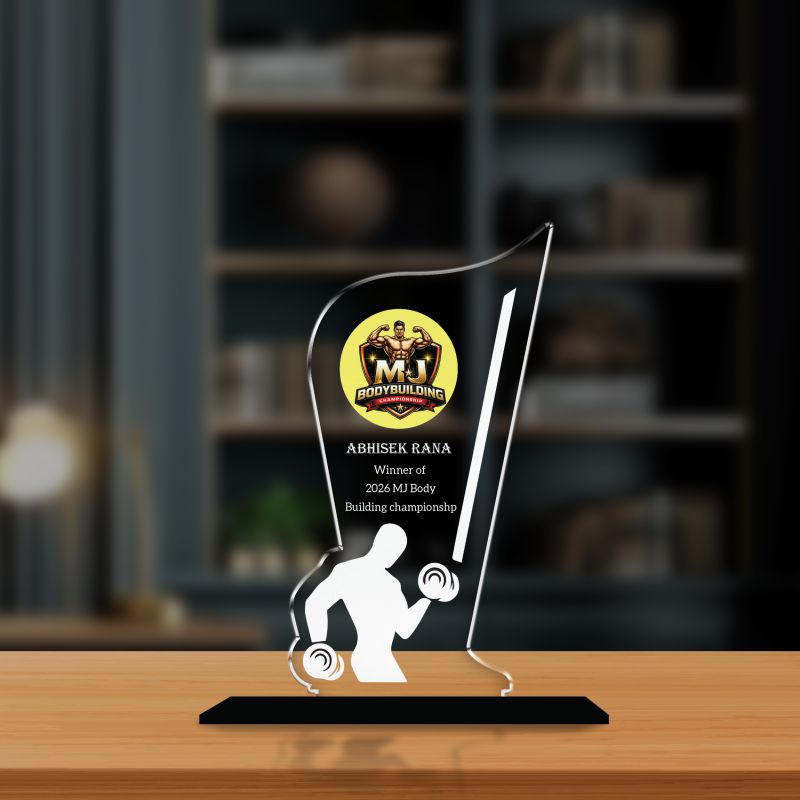 Personalized Body Building Award Trophy | Sports Acrylic Trophy for School Games, Fitness Event & Gym Competitions
